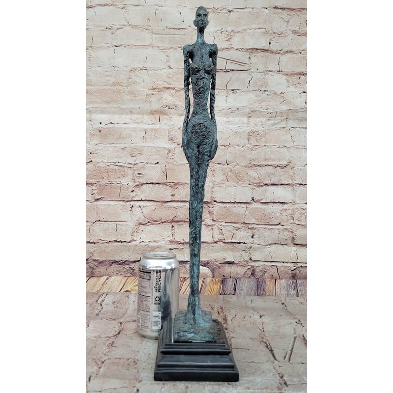 Hot Cast Bronze Standing Woman Sculpture By Giacometti On Marble Base