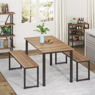 3 Piece Dining Table Set Breakfast Nook with Two Benches for Dining ...