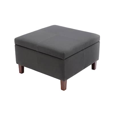 Porthos Home Jamar Fabric Square Storage Ottoman with Rubberwood Legs