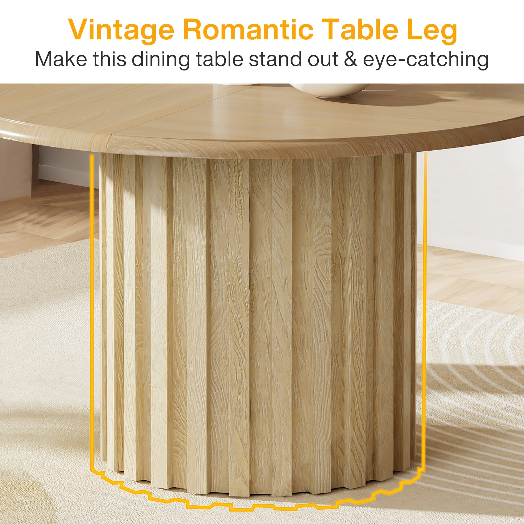 43.3" Round Farmhouse Dining Table for 4 - Kitchen & Dining