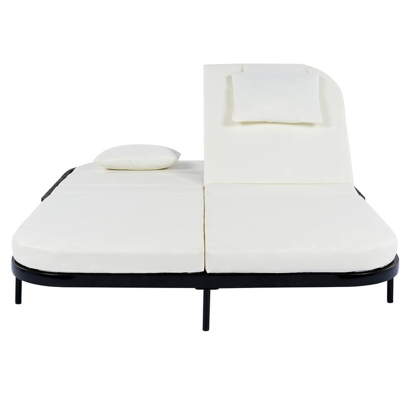 All-Weather Rattan Daybed, 5-Adjustable Backrest, Removable Cushions