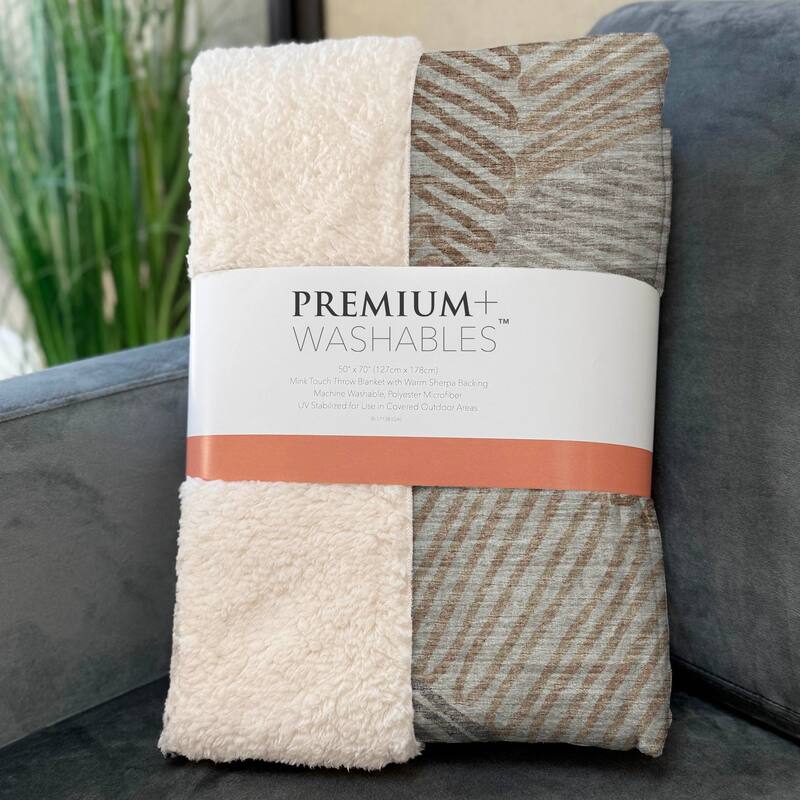 Premium Machine Washable ASB117 Modern Palms Sherpa Throw Blanket