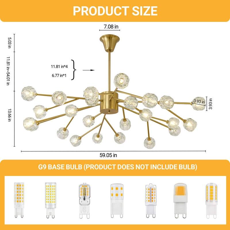 Modern Sputnik Crystal Chandelier Gold Glam Pendant Light