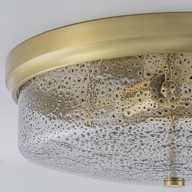 Modern 3-Light Seeded Glass Drum Flush Mount Ceiling Light