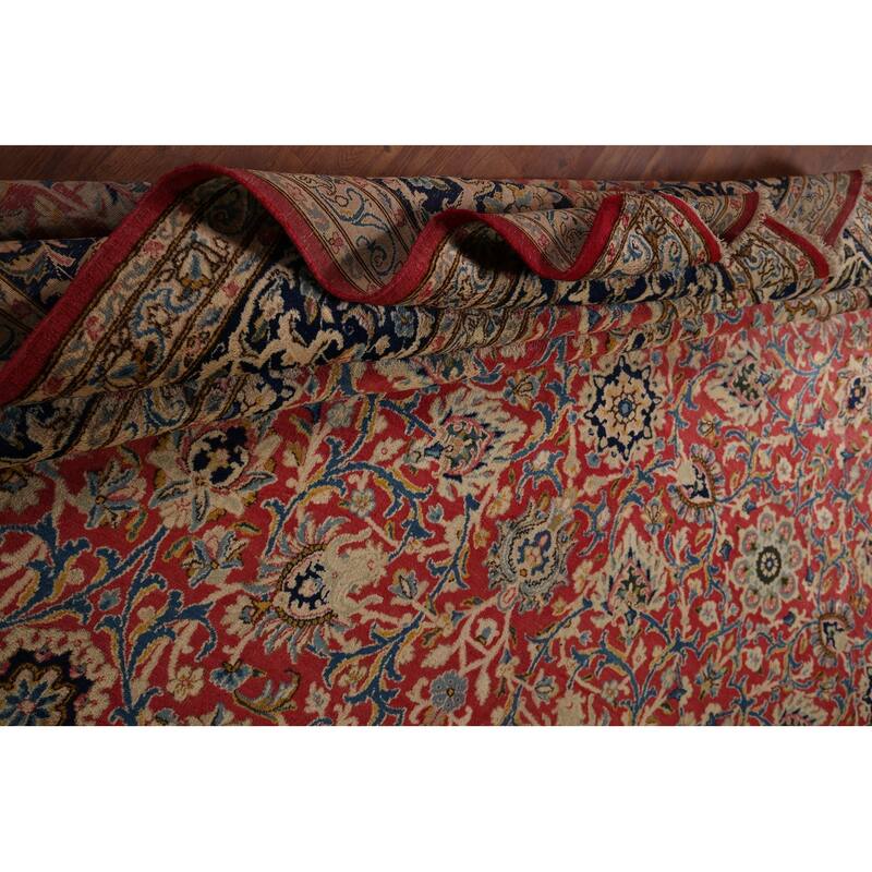 Vegetable Dye Kerman Large Vintage Persian Rug Handmade Wool Carpet - 9'9" x 13'9"