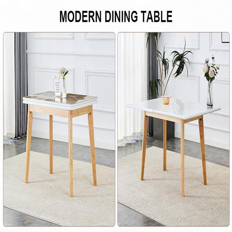 sintered stone tabletop with wooden legs