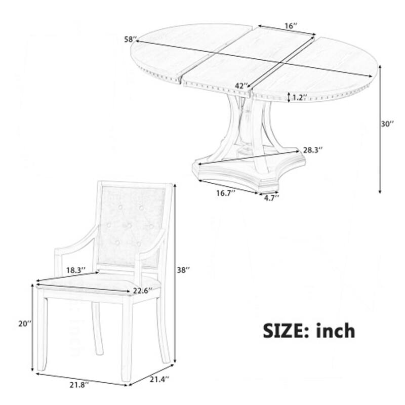 5-piece Dining Set Extendable Round Table and 4 Chairs