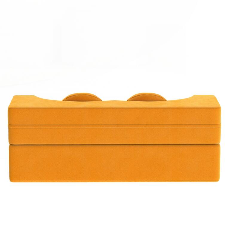 Modern Floor Sofa with 2 Pillows,Convertible Plush Corduroy Foam-Filled Sleeper Sofa Bed