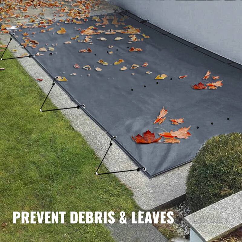 Charcoal PVC In-Ground Safety Pool Cover with 304 Stainless Steel Bolts - 11.5x19.6 ft