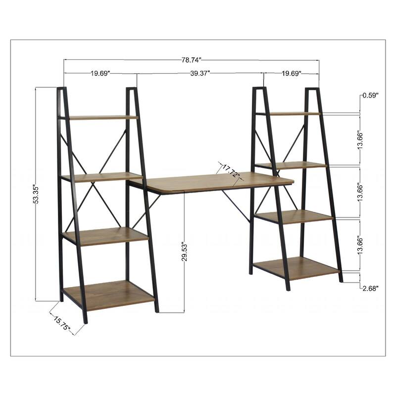 Davee Furniture Walnut Writing Desk with 2 Bookshelves