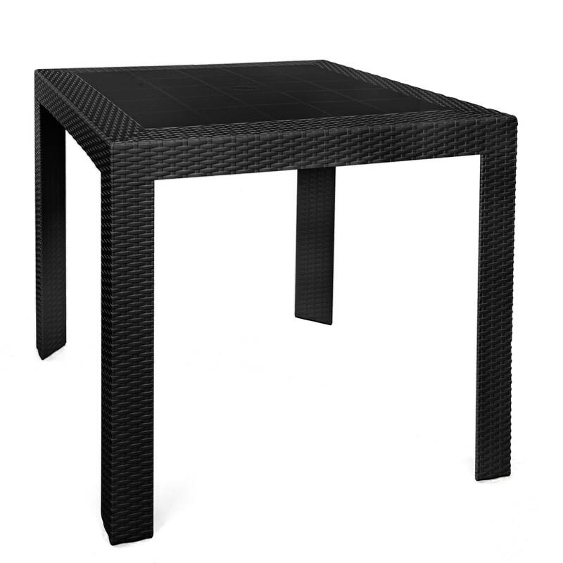 Mace Modern Outdoor Bistro Dining Table with Weather Resistant and Weaver Design for Patio or Decks - Black