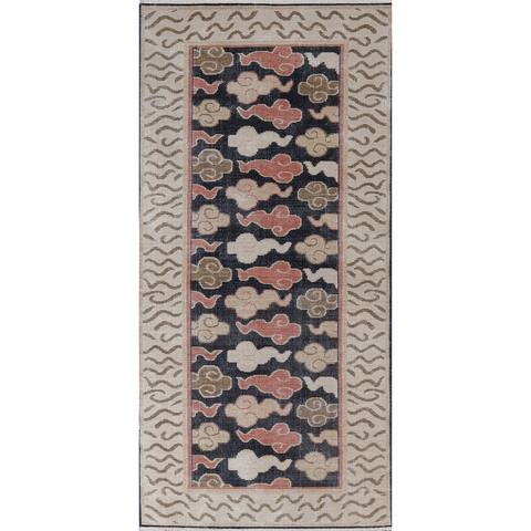 Art Deco Turkish Oriental Hallway Runner Rug Hand-knotted Wool Carpet - 2'4" x 5'10"