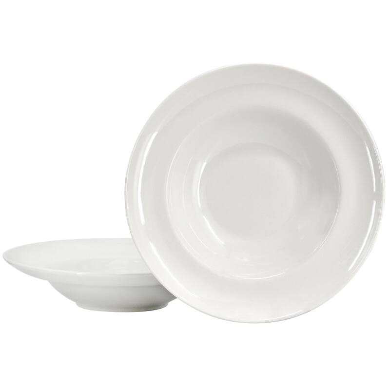 Gibson Home Great Essentials 2 Piece Fine Ceramic 20oz Entree Bowl Set in White