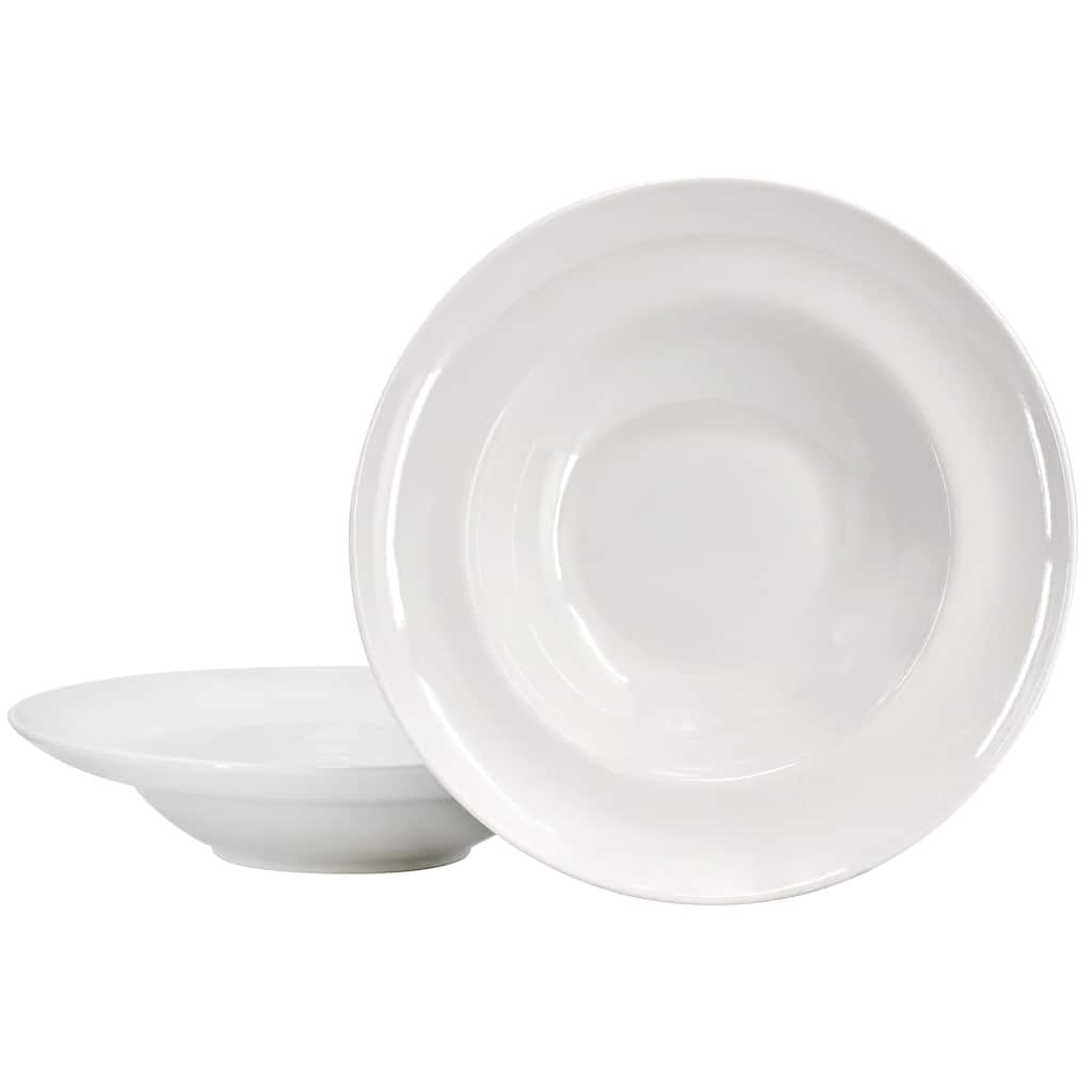 Gibson Home Great Essentials 2 Piece Fine Ceramic 20oz Entree Bowl Set in White