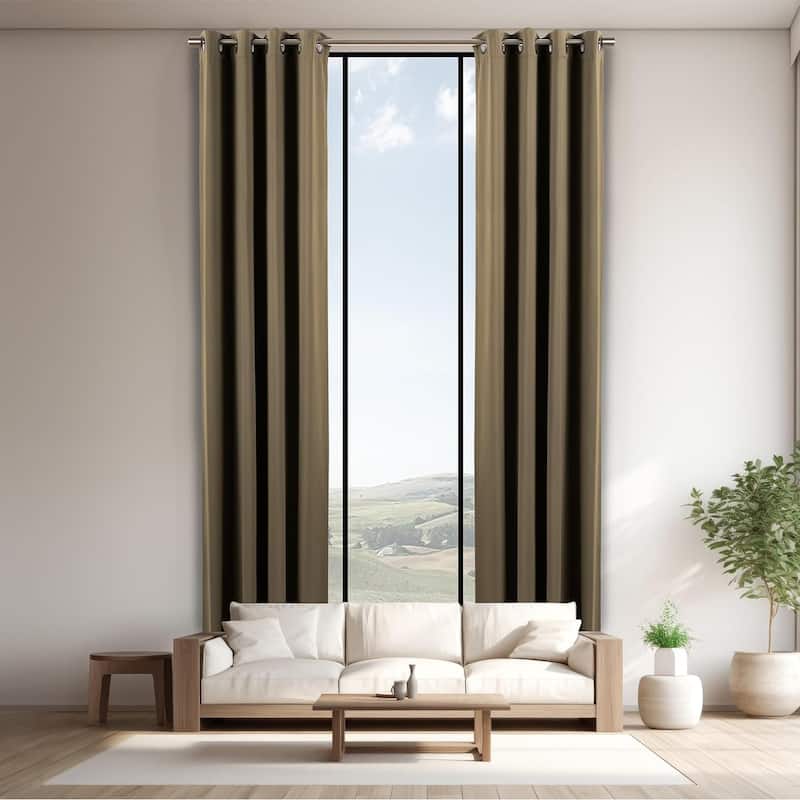 Aurora Home Extra Long Grommet Top Thermal Blackout Curtain Single Panel - Olive - 52"x192"