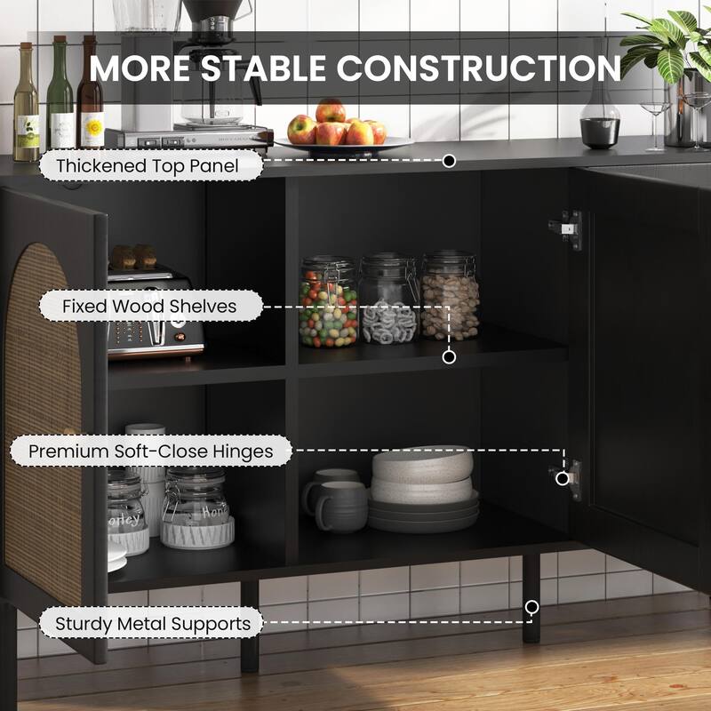 EROMMY Modern Sideboard Buffet Cabinet with Fluted Doors, 2-Door Storage Console Table for Kitchen, Dining Room & Living Room