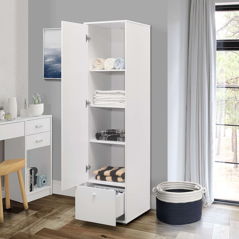 Wardrobe Armoire Closet, Tall Storage Cabinet, White