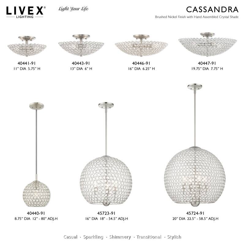 Livex Lighting 3-light Brushed Nickel Ceiling Mount, 40446-91 - 16"Dia. x 6.25"H