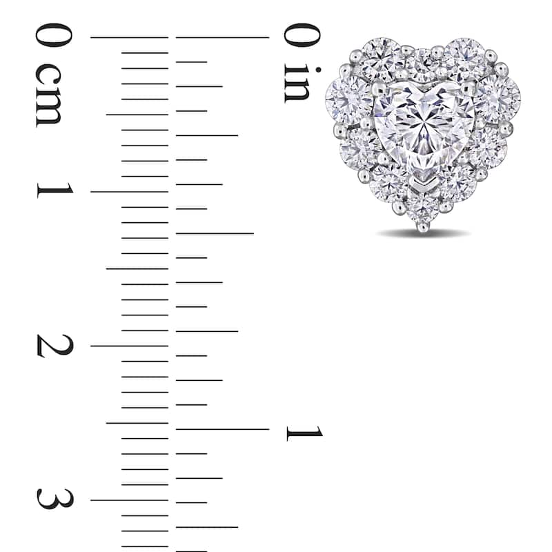 Miadora 3 5/8ct DEW Created Moissanite Heart Stud Earrings Sterling Silver