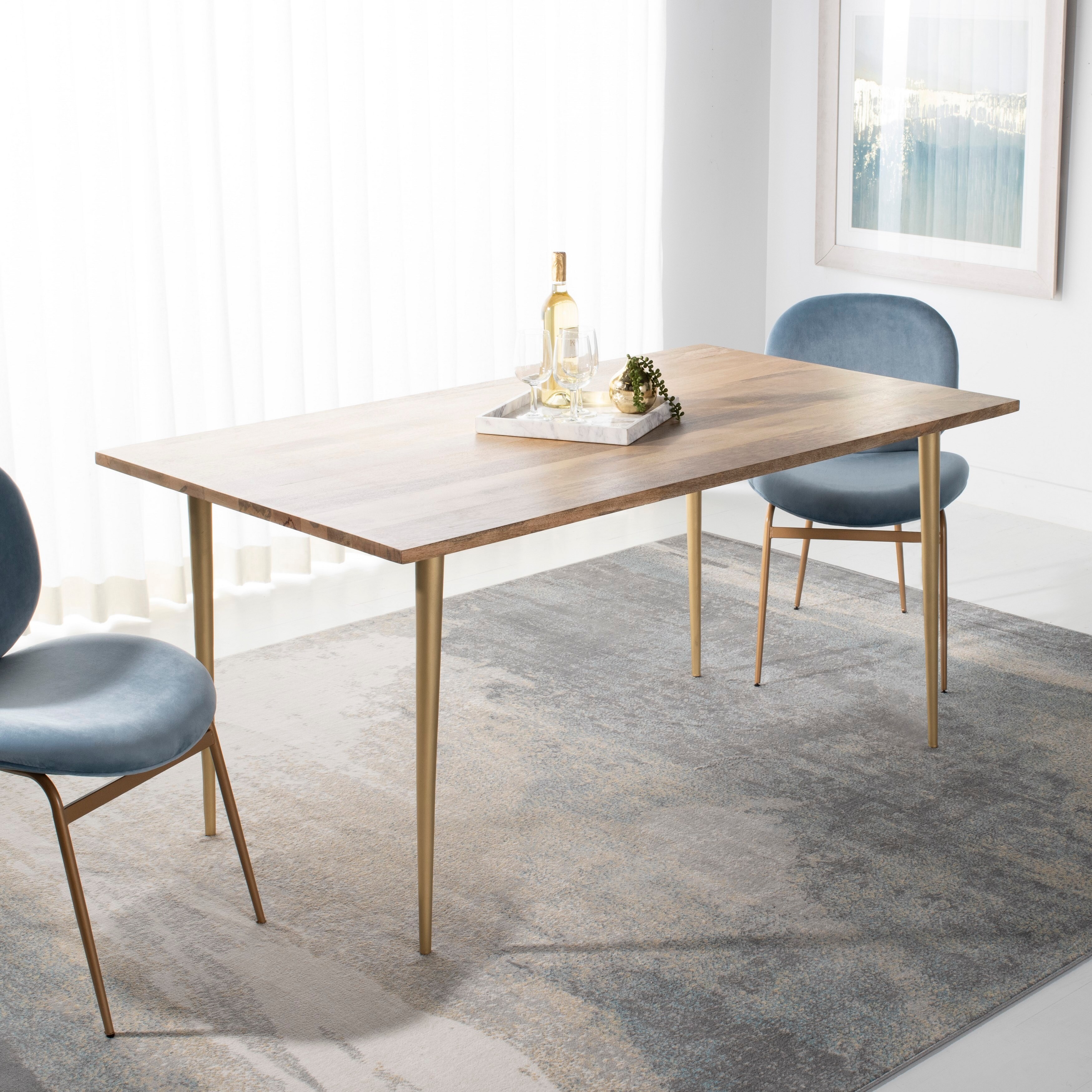 Shop Safavieh Couture Stanley Wood Dining Table Natural Brass