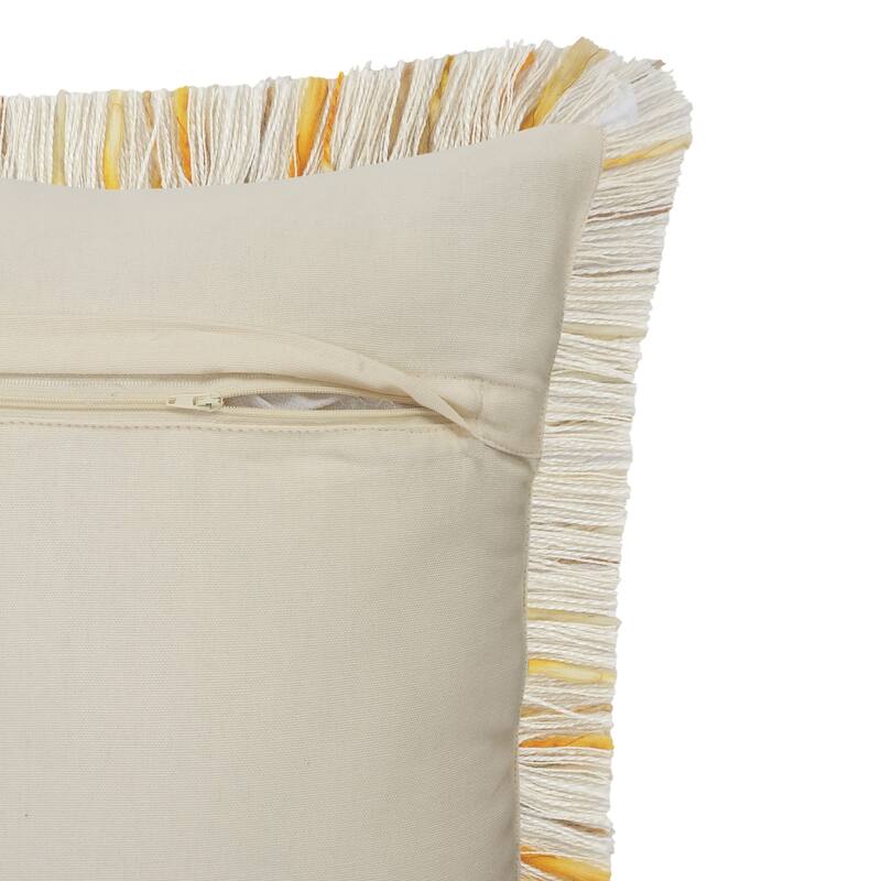 Sevita Modern Interwoven Throw Pillow with Fringe