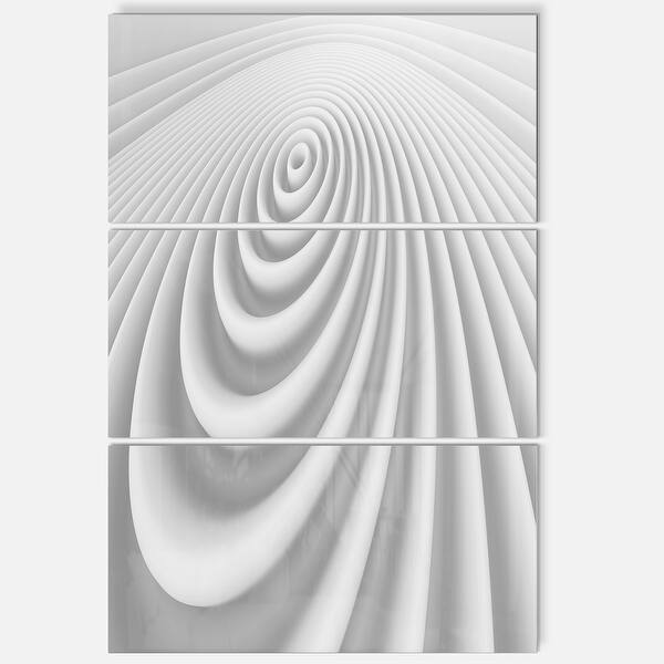 Fractal Rounded White 3D Waves Abstract Art Glossy Metal Wall Art