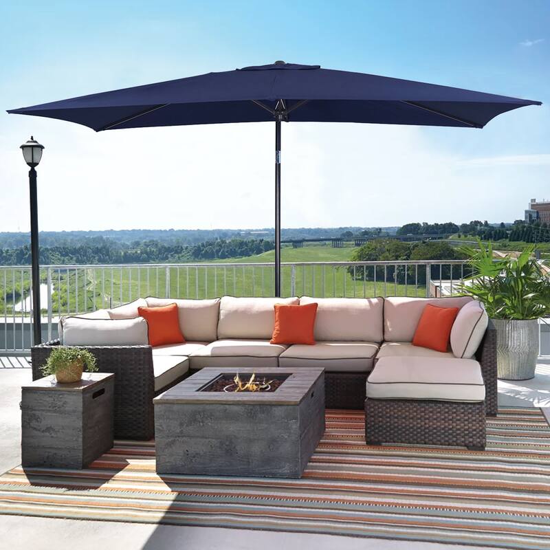 Clihome 10' x 6'5 Aluminum Rectangular Market Umbrella