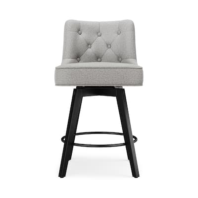 Modern 26.in Swivel Bar stool Upholstered Wooden Counter Height Footrest Armless Stool with Back