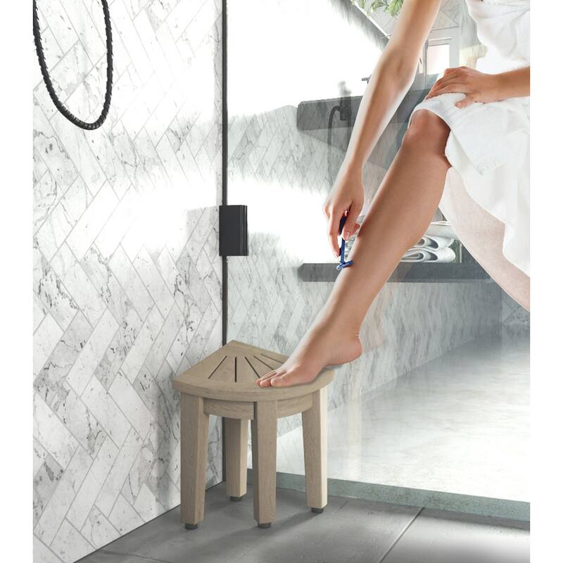 13" Kai Angled Corner OptiAREA Teak Shaving & Washing Foot Rest