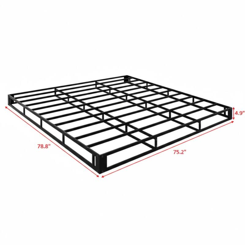 Clayfell Walpi 5" Metal Box Spring / Bed Foundation - Warm Gray/Black, Durable Metal Construction