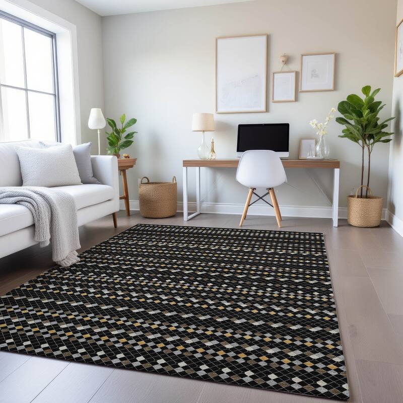 Premium Washable Super Soft Boho Global Mayfield Rug - Black - 9' x 12'