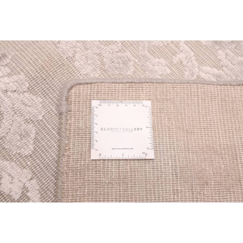 ECARPETGALLERY Hand Loomed Elysian Light Grey Viscose, Wool Rug - 9'10 x 13'3