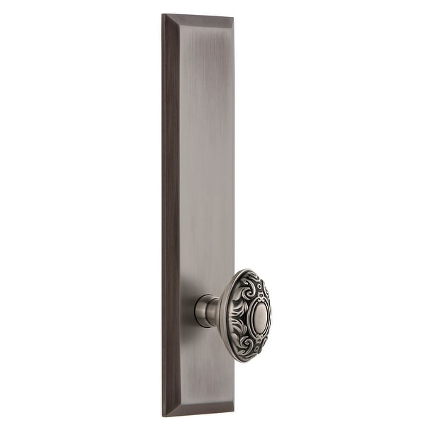 Grandeur FAVGVC_TP_PSG_234 Fifth Avenue Solid Brass Tall Plate Passage Door Knob Set with Grande Victorian Knob and 2-3/4"