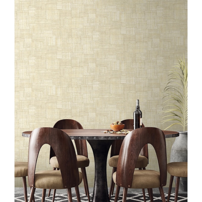 Seabrook Designs Woven Blocks Embossed Vinyl Unpasted Wallpaper