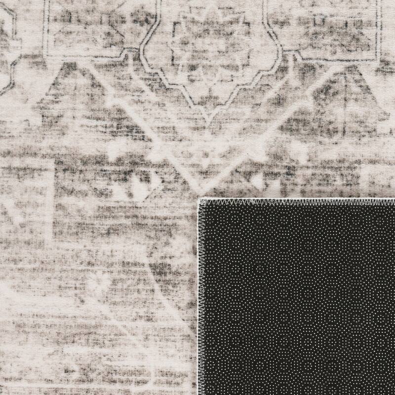 Modern Area Rug Bordered Classic Design in Vintage Look