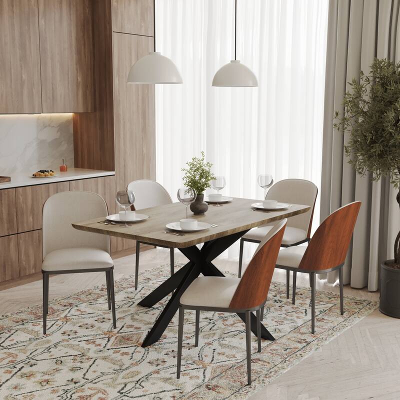 Ravenna 6-Piece Dining Set 66-Inch Rectangular MDF Dining Table and 6 Dining Side Chairs