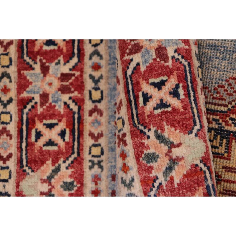 Southwestern Kazak Milo Light Blue/Red Wool Rug - 2'0'' x 3'0''