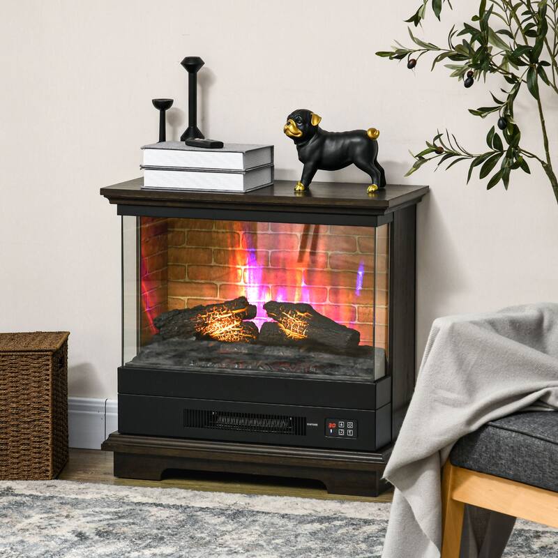 26" Electric Fireplace Heater with 7 Flame Brightness Levels, Remote Control, Auto Shut-Off & 12-Hour Timer