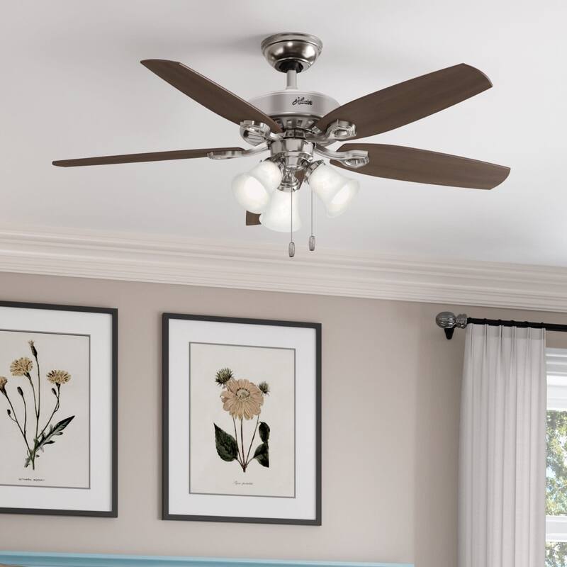 Hunter Fan 52" Builder Plus - Silver - Brushed Nickel - Cherry/Mahogany blades