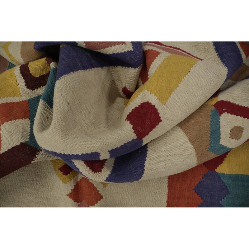 Hand Woven Oriental 100% Wool Carpet Southwestern Tribal Multi-Colored Kilim Runner Rug - 18' 0'' X 5' 3''