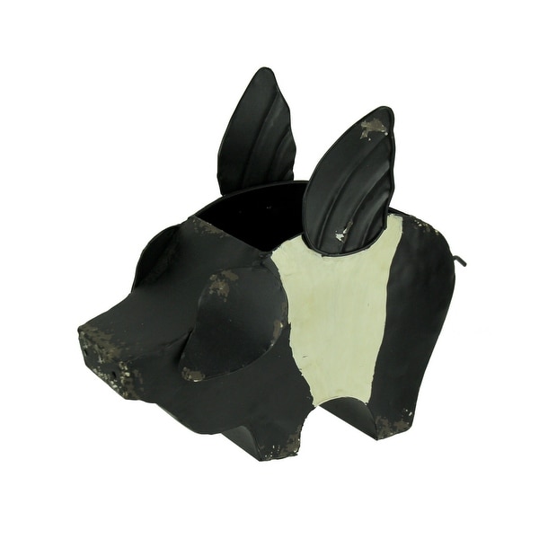 Black and White Metal Flying Pig Decorative Planter - 10 X 12 X 5.75 inches