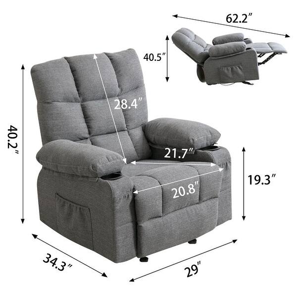 Upholstered Recliner Chair with Massage & Heating for Living Room