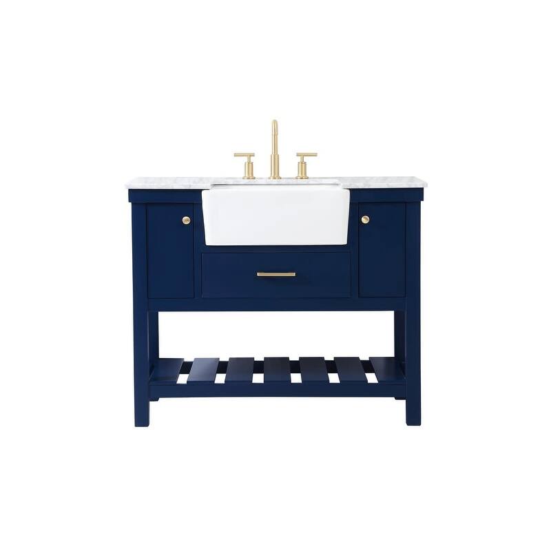 Elegant Lighting VF60142 Clement 42" Free Standing Single Basin Vanity - Blue - Painted