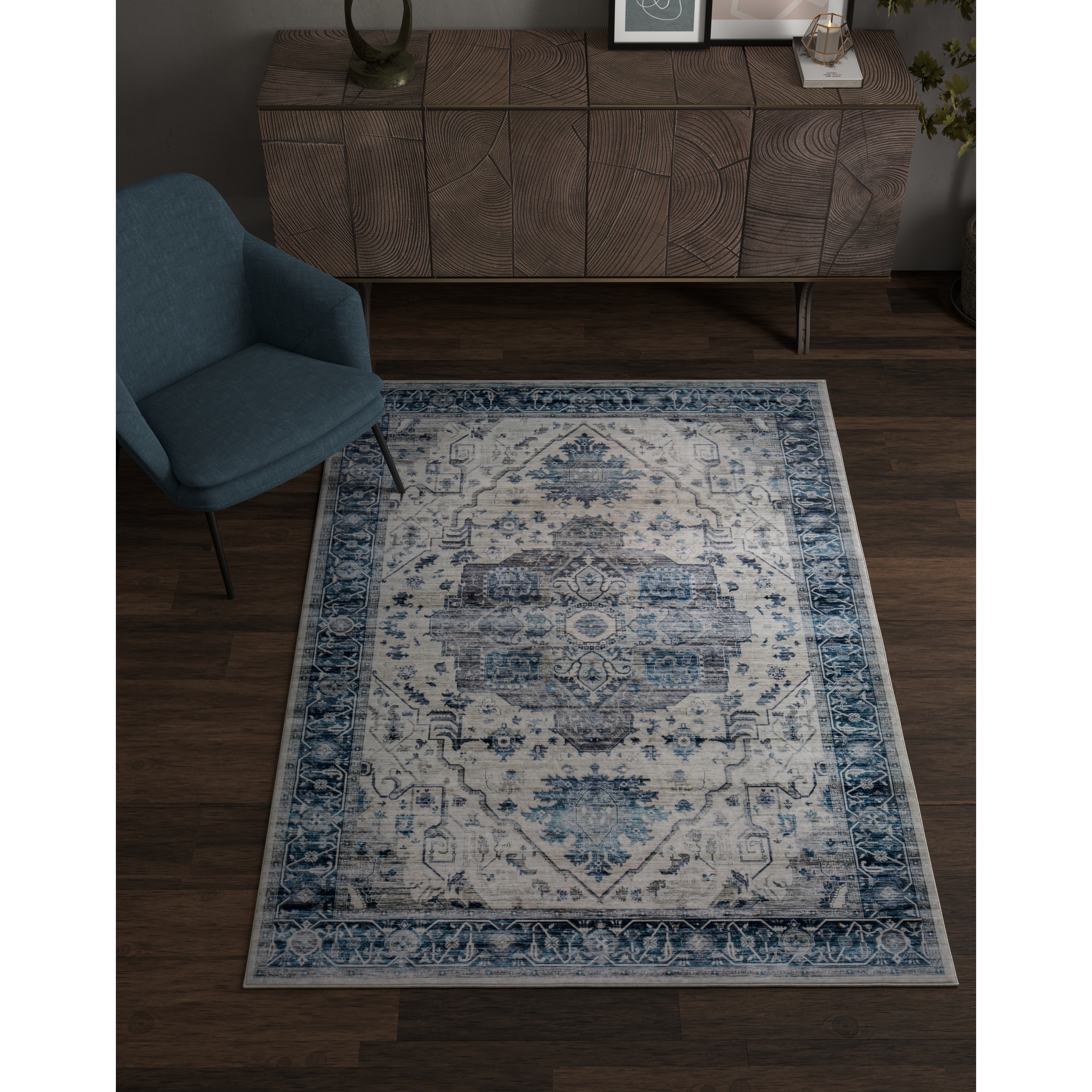 Domani Comfort Distressed Tundra Faux Fur Area Rug
