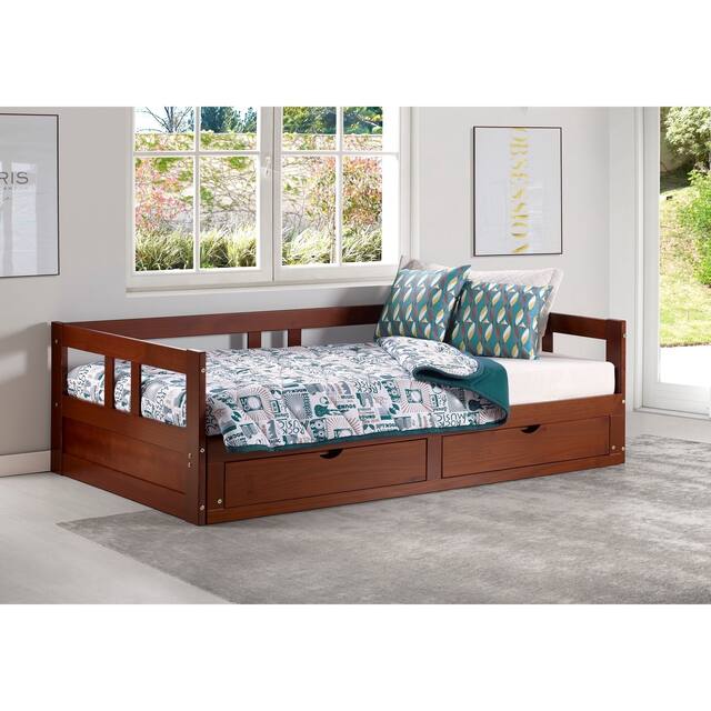 Melody Expandable Twin-to-King Trundle Daybed with 2 Storage Drawers