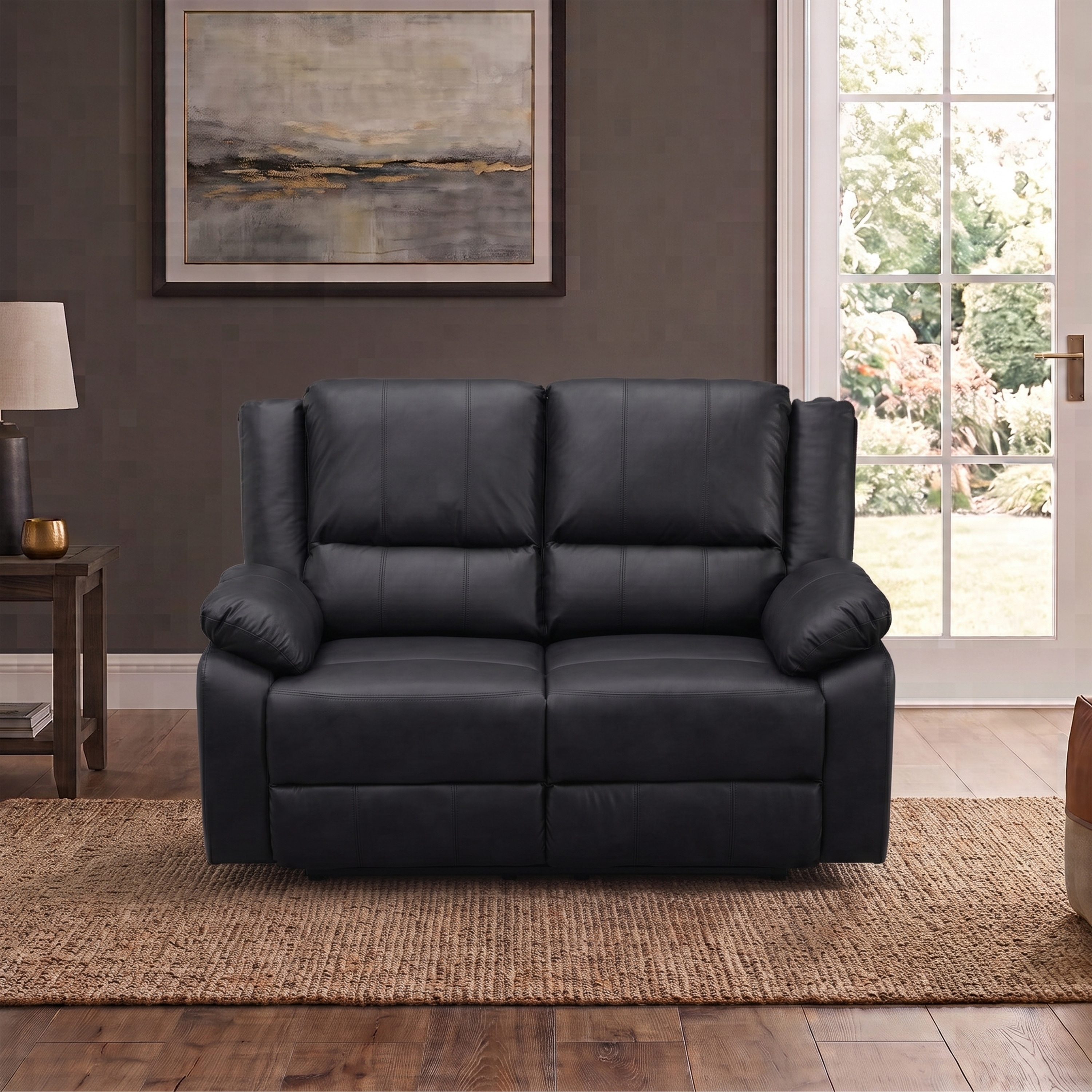 2 Seat Faux Leather Reclining Loveseat