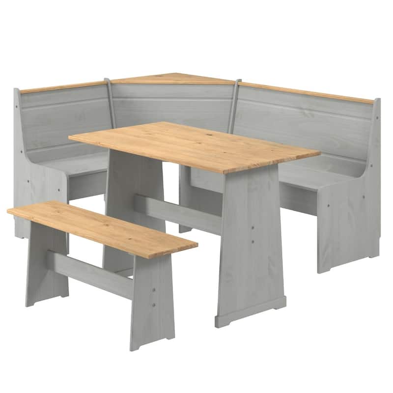 OSHOME Model COG805 Solid Pine Corner Dining Booth in Corona Gray