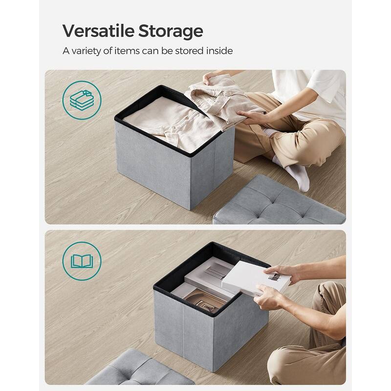 Velvet Foldable Storage Ottoman with Padded Seat and Hidden Compartment for Living Room or Entryway
