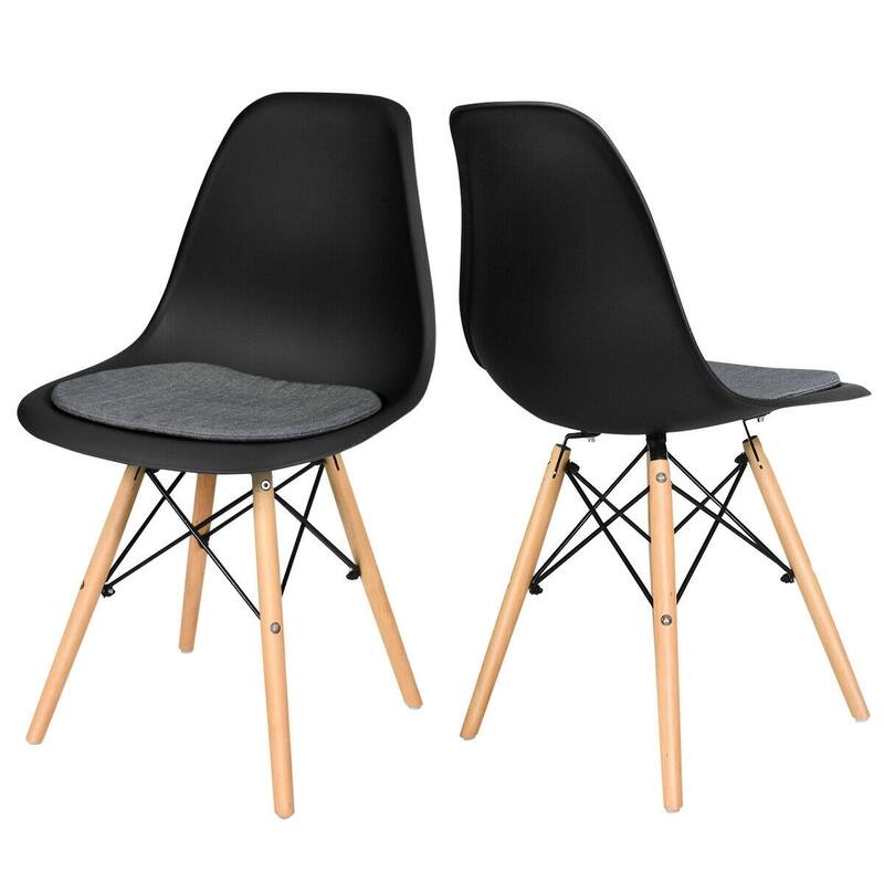 2Pcs Dining Chair Mid Century Modern DSW Chair Furniture - 18" x 19" x 33" (W x D x H) - Black