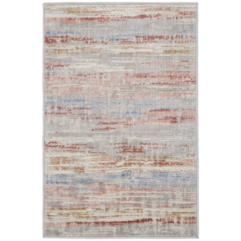Power Loomed Abstract Modern Non Skid Stain Resistant Low Pile Area Rug - 36' X '24' X '0.25